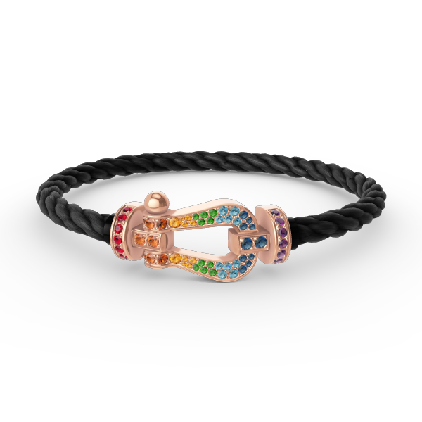 [Loran]FORCE LARGE HORSESHOE COLORED DIAMOND BRACELET - ROSE GOLD