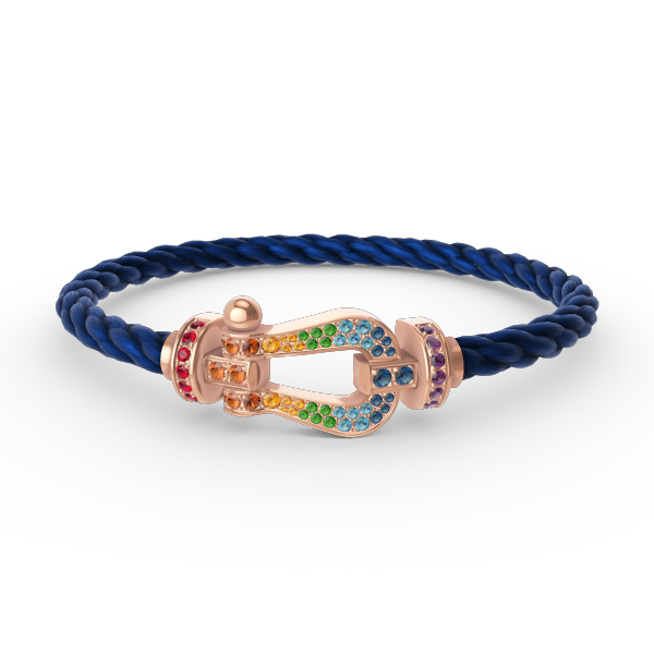 [Loran]FORCE LARGE HORSESHOE COLORED DIAMOND BRACELET - ROSE GOLD
