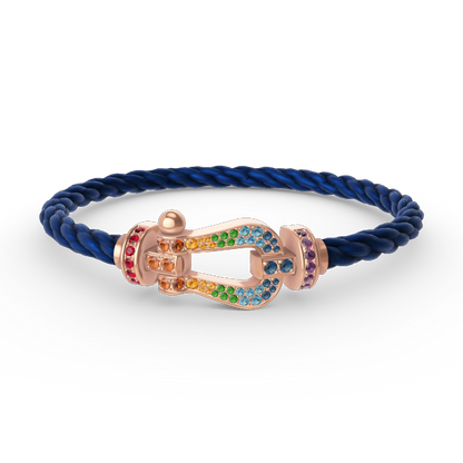 [Loran]FORCE LARGE HORSESHOE COLORED DIAMOND BRACELET - ROSE GOLD
