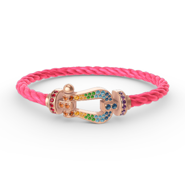 [Loran]FORCE LARGE HORSESHOE COLORED DIAMOND BRACELET - ROSE GOLD