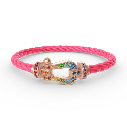 [Loran]FORCE LARGE HORSESHOE COLORED DIAMOND BRACELET - ROSE GOLD