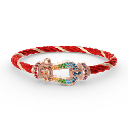 [Loran]FORCE LARGE HORSESHOE COLORED DIAMOND BRACELET - ROSE GOLD