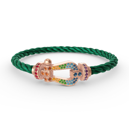 [Loran]FORCE LARGE HORSESHOE COLORED DIAMOND BRACELET - ROSE GOLD