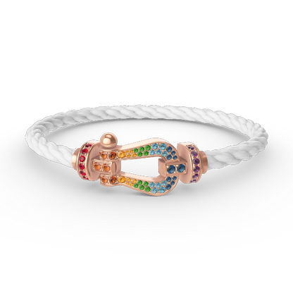 [Loran]FORCE LARGE HORSESHOE COLORED DIAMOND BRACELET - ROSE GOLD