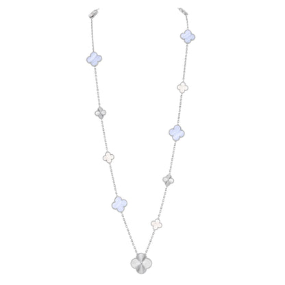 [Loran]DETACHABLE 15-MOTIF CLOVER STATEMENT SET - PURPLE CHALCEDONY & LASER