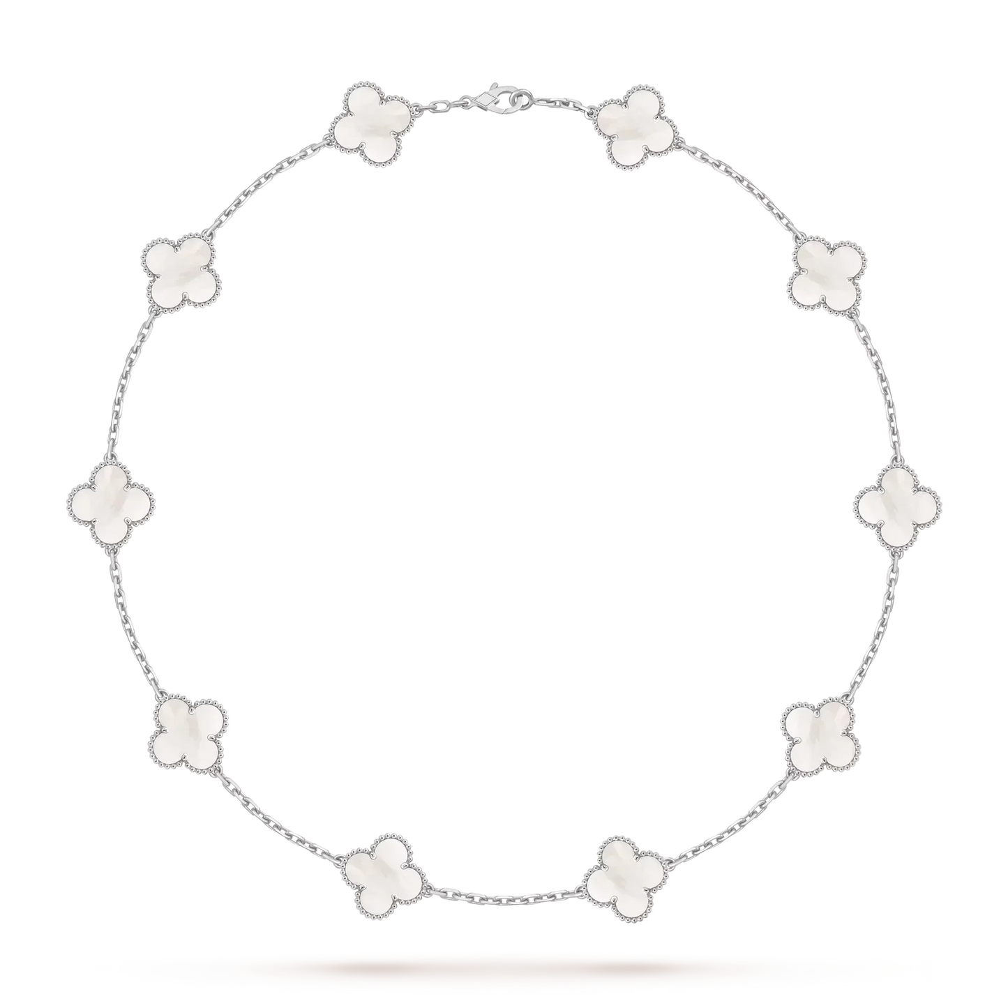[Loran]CLASSIC LUCKY 10-MOTIF CLOVER NECKLACE WHITE GOLD COLLECTION