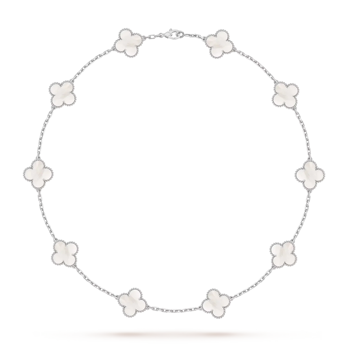 [Loran]CLASSIC LUCKY 10-MOTIF CLOVER NECKLACE WHITE GOLD COLLECTION