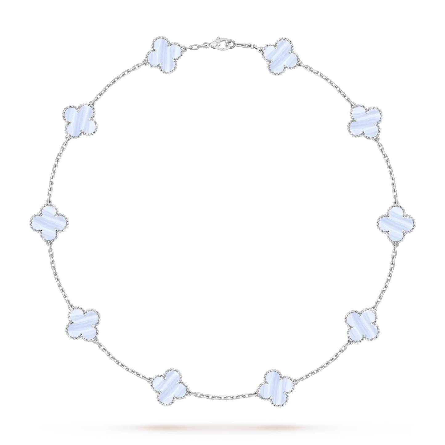 [Loran]CLASSIC LUCKY 10-MOTIF CLOVER NECKLACE WHITE GOLD COLLECTION