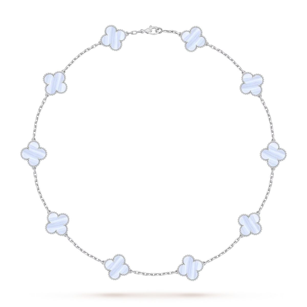 [Loran]CLASSIC LUCKY 10-MOTIF CLOVER NECKLACE WHITE GOLD COLLECTION