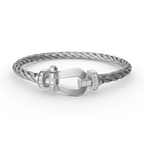 [Loran]FORCE LARGE HORSESHOE HALF DIAMOND BRACELET - WHITE GOLD