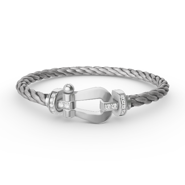 [Loran]FORCE LARGE HORSESHOE HALF DIAMOND BRACELET - WHITE GOLD