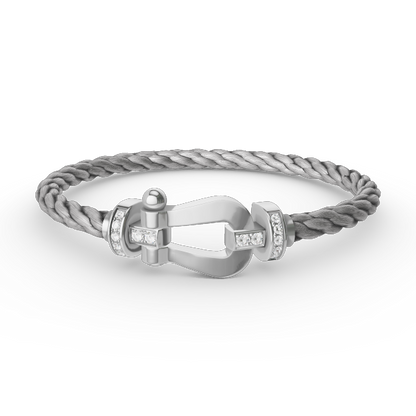 [Loran]FORCE LARGE HORSESHOE HALF DIAMOND BRACELET - WHITE GOLD