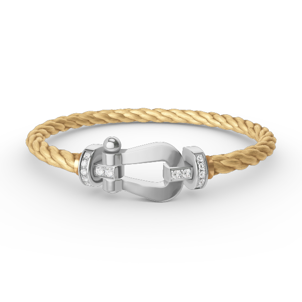 [Loran]FORCE LARGE HORSESHOE HALF DIAMOND BRACELET - WHITE GOLD