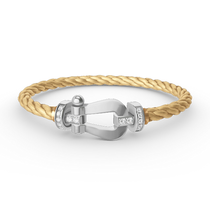 [Loran]FORCE LARGE HORSESHOE HALF DIAMOND BRACELET - WHITE GOLD