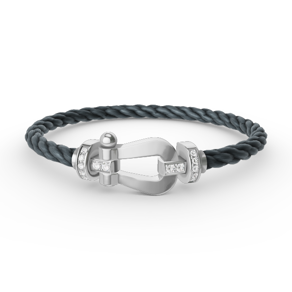 [Loran]FORCE LARGE HORSESHOE HALF DIAMOND BRACELET - WHITE GOLD