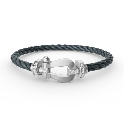 [Loran]FORCE LARGE HORSESHOE HALF DIAMOND BRACELET - WHITE GOLD