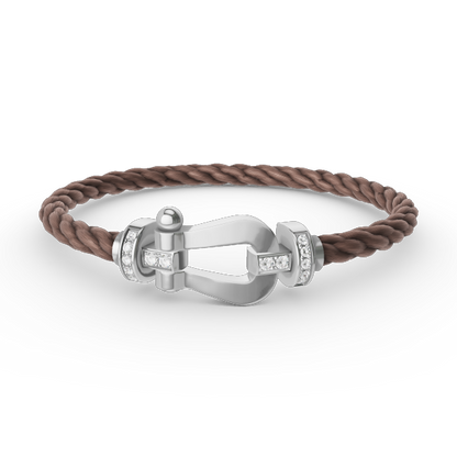 [Loran]FORCE LARGE HORSESHOE HALF DIAMOND BRACELET - WHITE GOLD