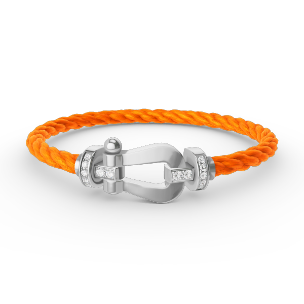 [Loran]FORCE LARGE HORSESHOE HALF DIAMOND BRACELET - WHITE GOLD