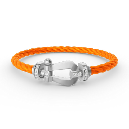 [Loran]FORCE LARGE HORSESHOE HALF DIAMOND BRACELET - WHITE GOLD