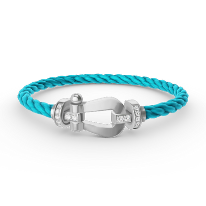 [Loran]FORCE LARGE HORSESHOE HALF DIAMOND BRACELET - WHITE GOLD