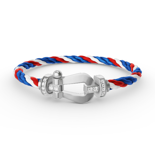 [Loran]FORCE LARGE HORSESHOE HALF DIAMOND BRACELET - WHITE GOLD