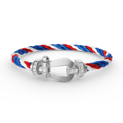 [Loran]FORCE LARGE HORSESHOE HALF DIAMOND BRACELET - WHITE GOLD