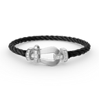 [Loran]FORCE LARGE HORSESHOE HALF DIAMOND BRACELET - WHITE GOLD