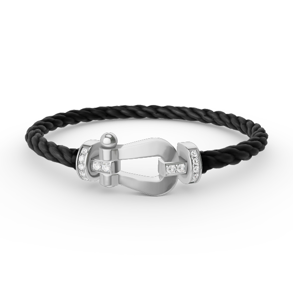 [Loran]FORCE LARGE HORSESHOE HALF DIAMOND BRACELET - WHITE GOLD