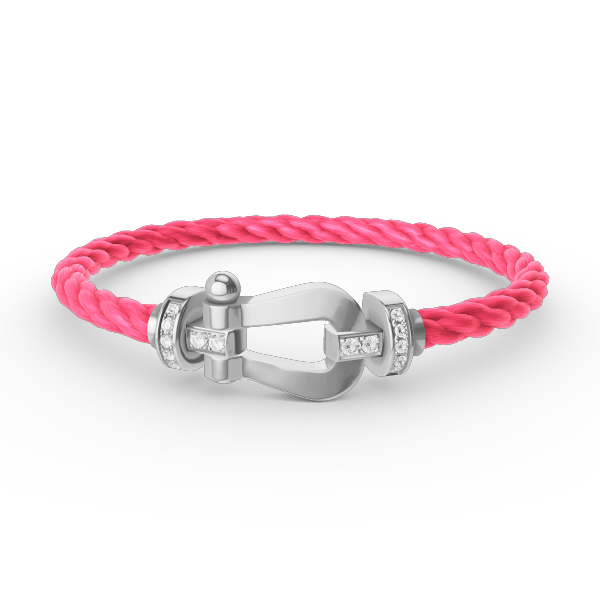 [Loran]FORCE LARGE HORSESHOE HALF DIAMOND BRACELET - WHITE GOLD