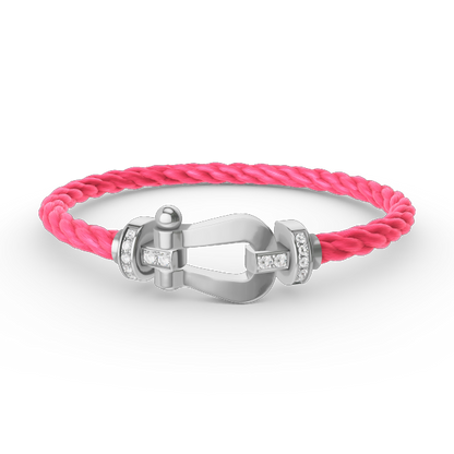 [Loran]FORCE LARGE HORSESHOE HALF DIAMOND BRACELET - WHITE GOLD