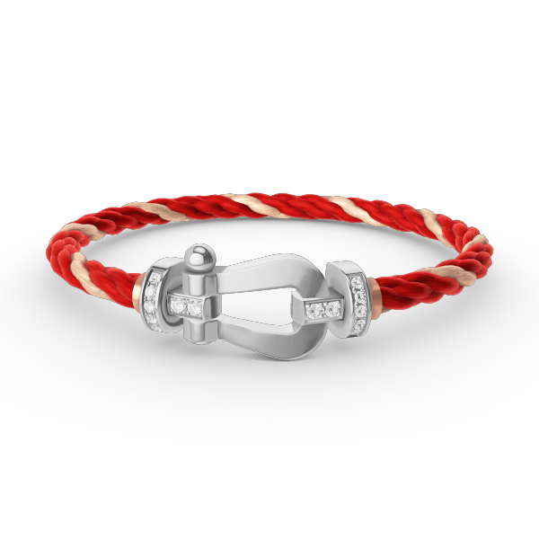 [Loran]FORCE LARGE HORSESHOE HALF DIAMOND BRACELET - WHITE GOLD