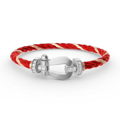 [Loran]FORCE LARGE HORSESHOE HALF DIAMOND BRACELET - WHITE GOLD
