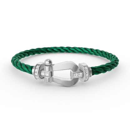 [Loran]FORCE LARGE HORSESHOE HALF DIAMOND BRACELET - WHITE GOLD