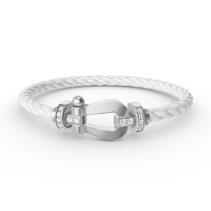 [Loran]FORCE LARGE HORSESHOE HALF DIAMOND BRACELET - WHITE GOLD